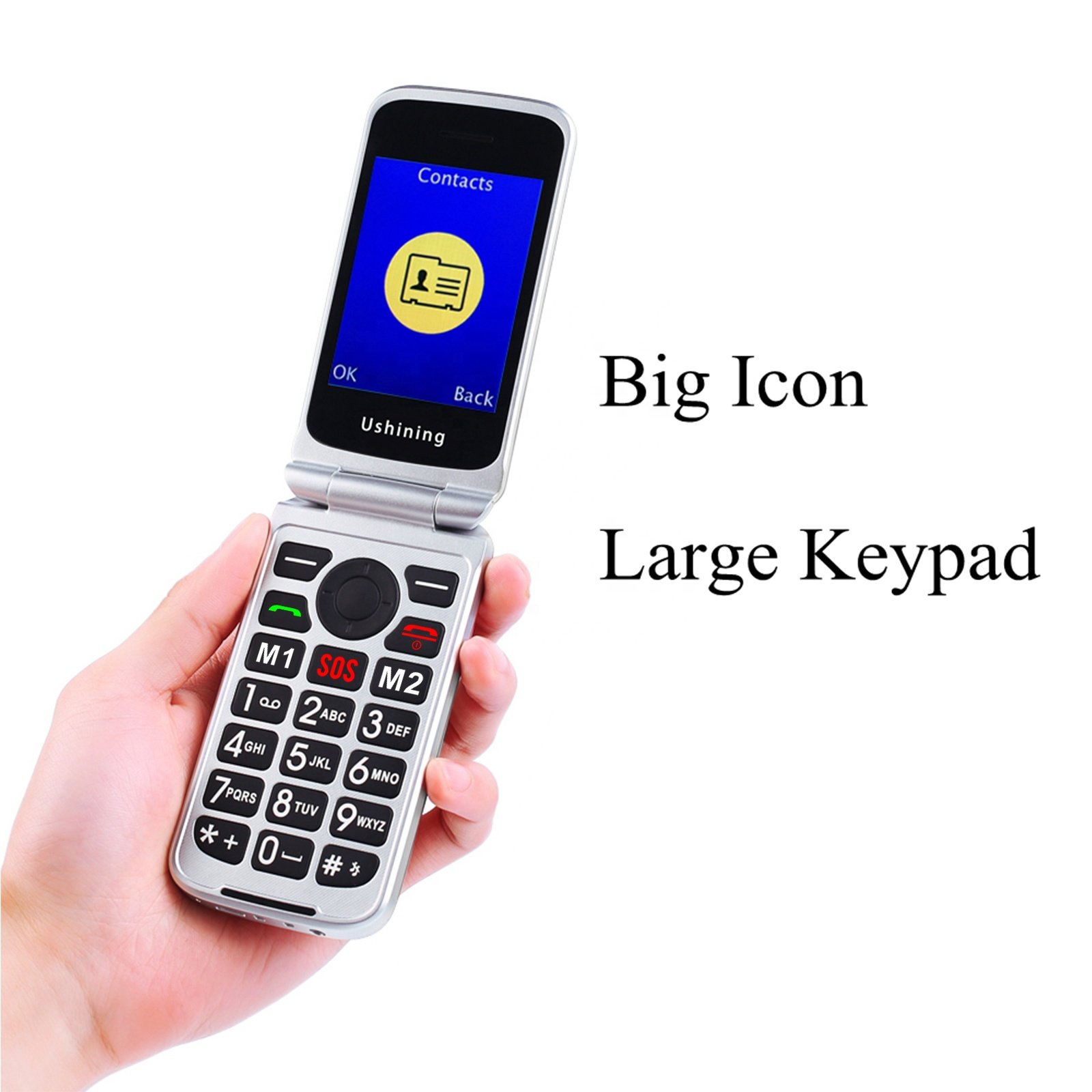 Wholesales Unlocked 2.8 ''+1.77'' 4G LTE Folding Bar Phone for Senior Unlocked Feature Phone Red for Senior